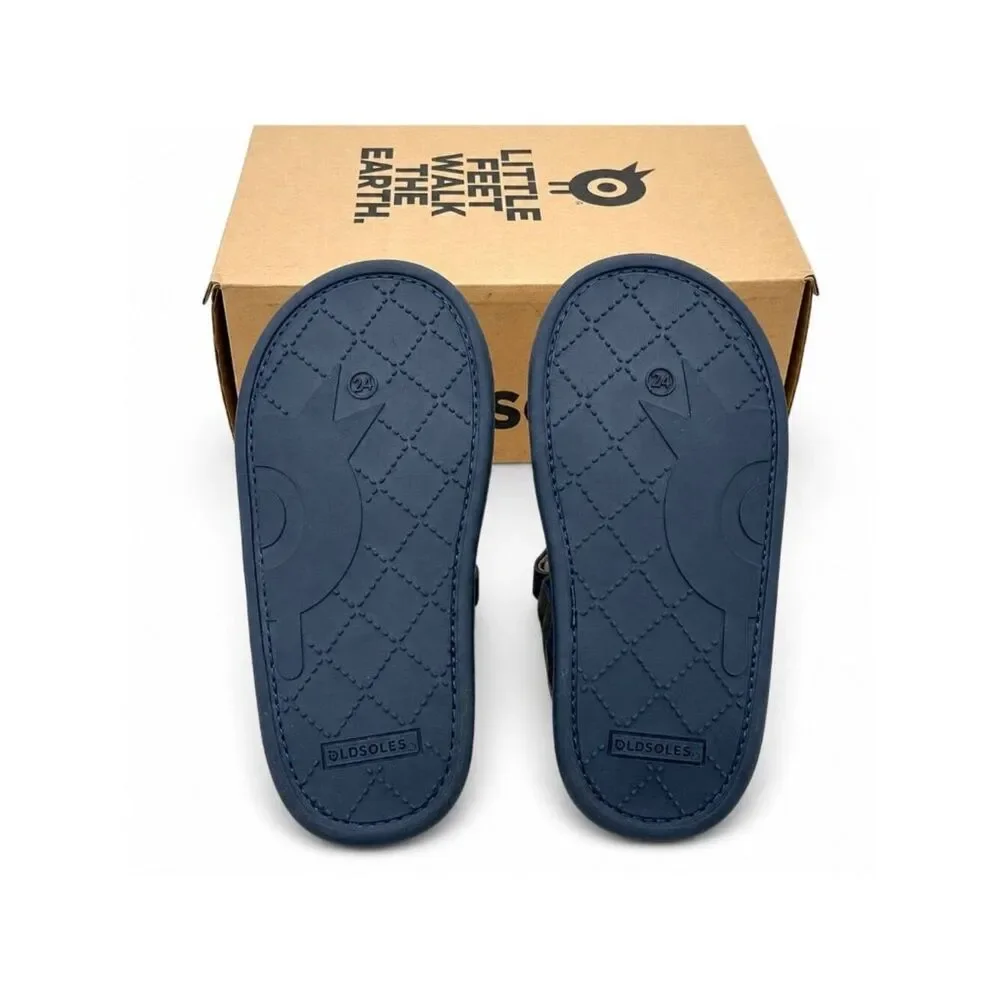 Toddler Boys Closed Toe Sandals Size 8 Navy Leather Water Shoes Hook Loop EU 24